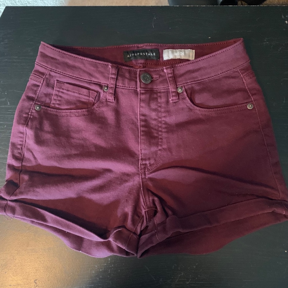 Maroon Jean Shorts